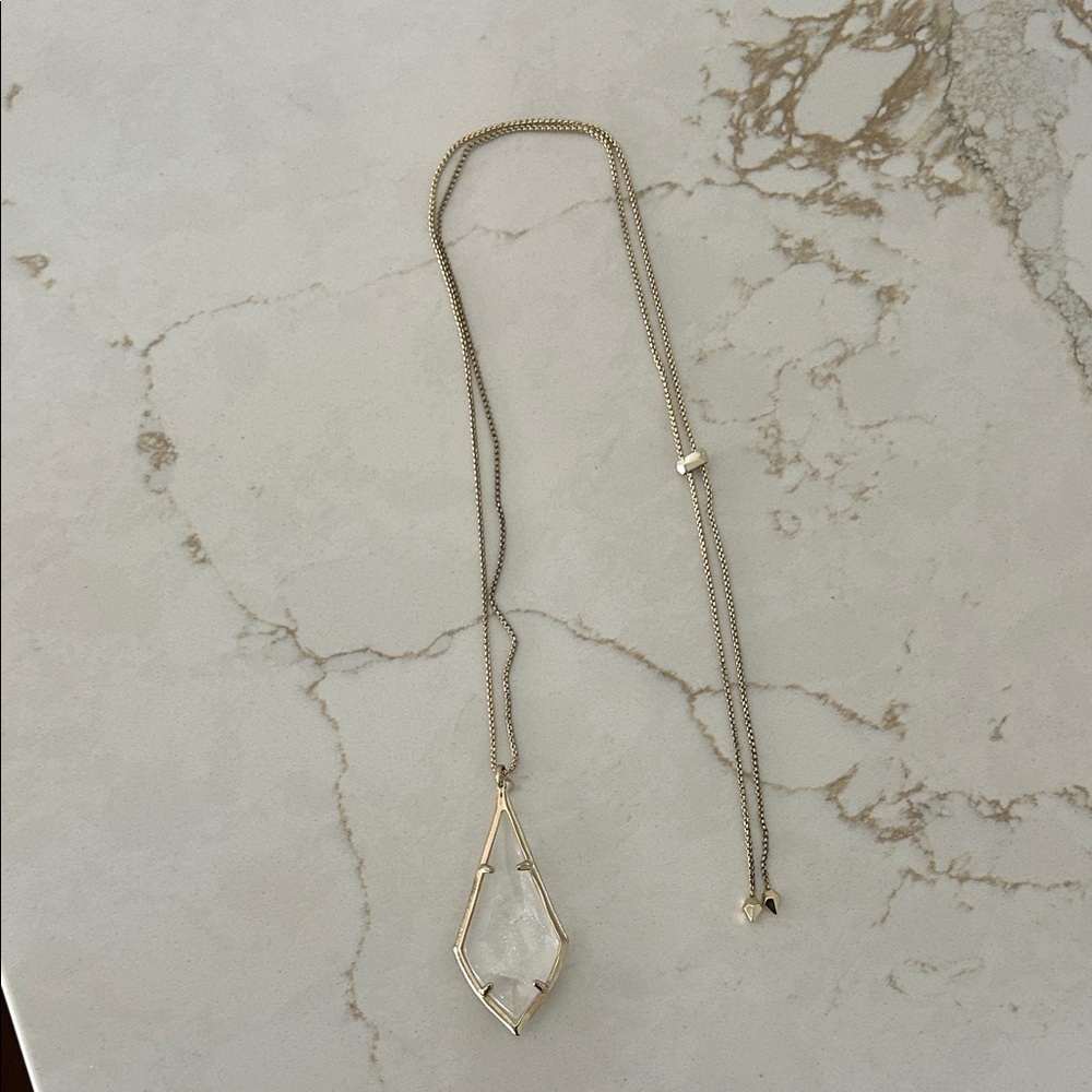 Kendra Scott Gold and Clear Pendant Necklace